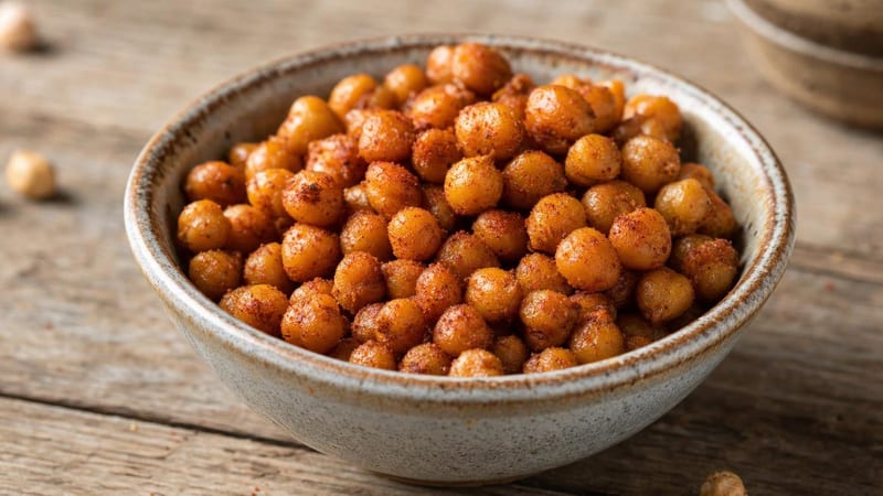 Cuenco de garbanzos fritos crujientes con pimentón